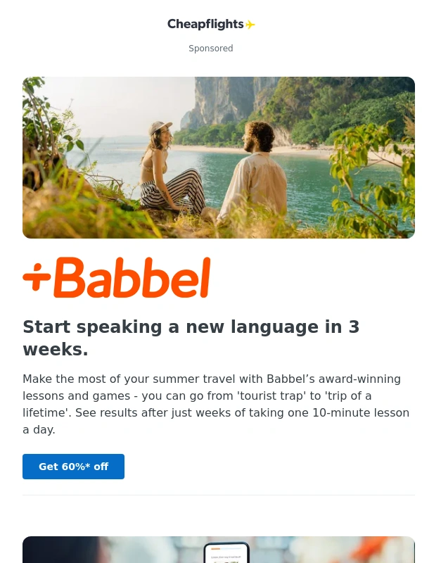 Cheap Flights - 60% Off language learning for your next trip
