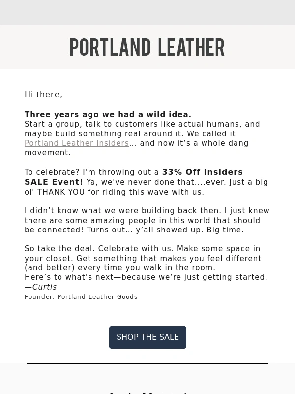 Portland Leather Goods - 3 Years,33% OFF,and One Big THANK YOU! Let’s Go!
