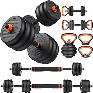 90lbs Free Weight Set with Connector, 5 in 1 Adjustable Dumbbells Set