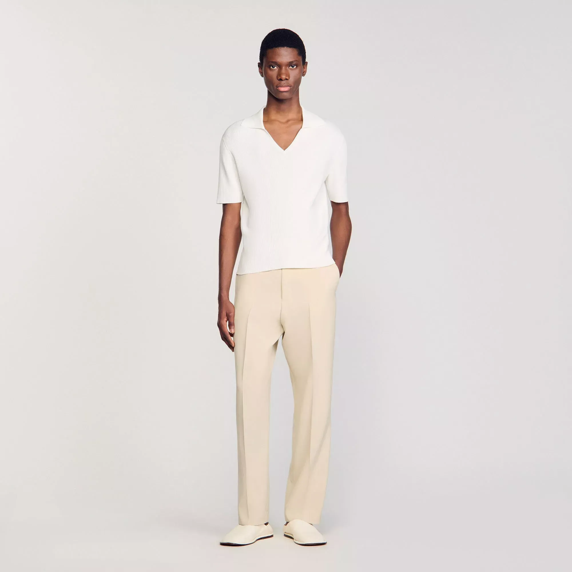 Sandro Rib knit polo shirt - male - shirts &amp; Polos