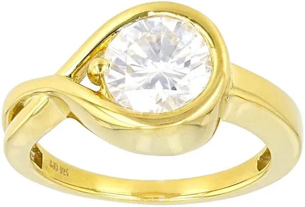 14K Yellow Gold Moissanite Solitaire Ring (1.90ct)
