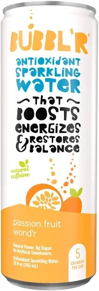 BUBBL'r Passion Fruit Wond'r Antioxidant Sparkling Water