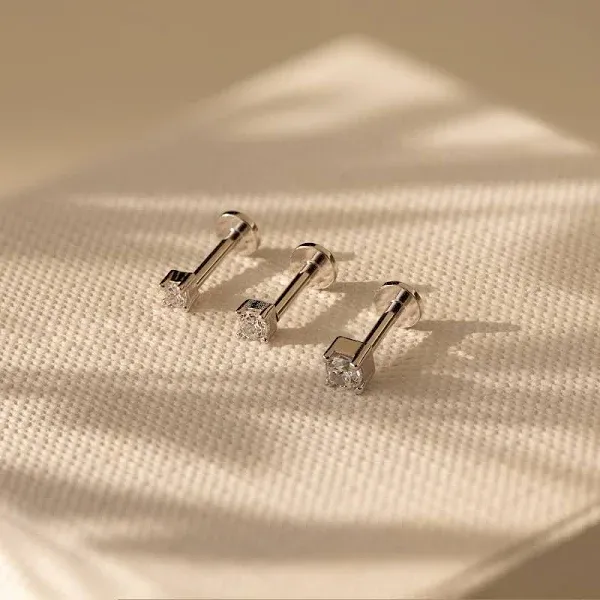 Caitlyn Minimalist Dainty Diamond Flatback Stud Earrings in 18K Gold
