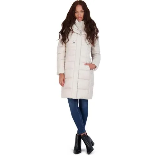 Tahari Casey Fitted Puffer Coat for Women-Quilted Winter Coat with Bib
