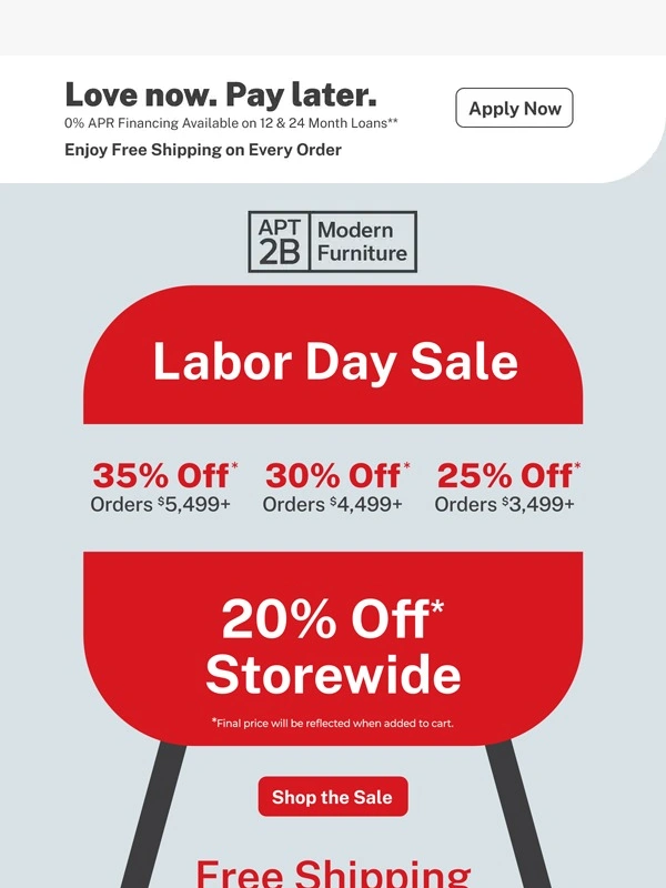 Apt2B - ⏳ Time’s Almost Up! Final Day for Labor Day Savings—Up to 35% OFF!