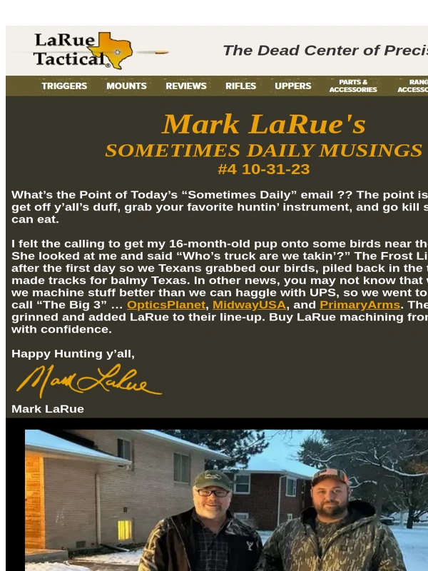 LaRue Tactical - Mark LaRue's "Sometimes Daily Post" #4 10-31-23