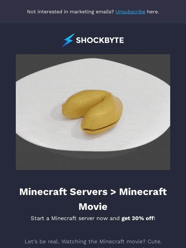 SHOCKBYTE - Fwd: ⛏️ Your Minecraft server > the movie