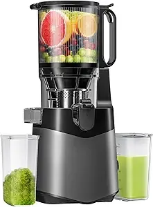 Cold Press Juicer, 5.8″ Extra Large Feed Chute Fit Whole Fruits & Vegetables, 350W Slow Masticating Juicer Machines, Easy to Clean, High Juice Yield