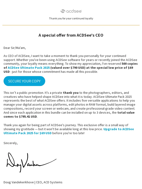 ACDSee - Just 10 left,Sir/Ma'am — your exclusive CEO offer won’t wait