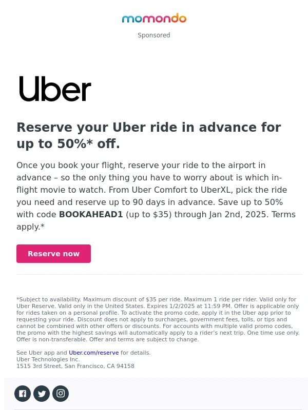 Momondo - Reserve your Uber ride ?