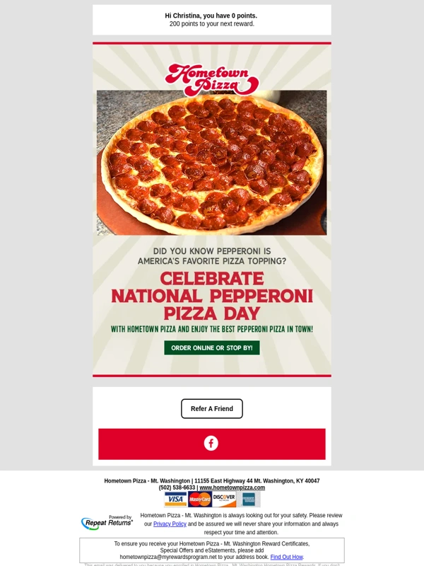 Hometown Pizza - Happy Pepperoni Pizza Day