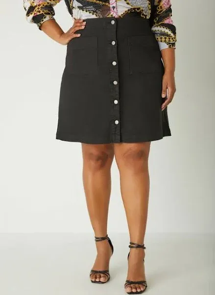 Ashley Stewart Plus Size Patch Pocket Denim Skirt