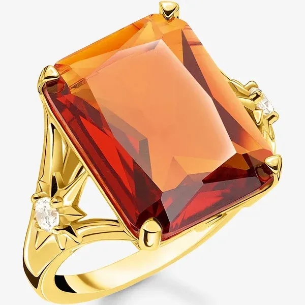 women THOMAS SABO 18ct Yellow Gold-plated Sterling-silver and Zirconia Cocktail Ring