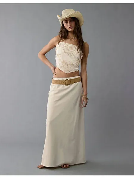 Ae High-Waisted Linen-Blend Maxi Skirt