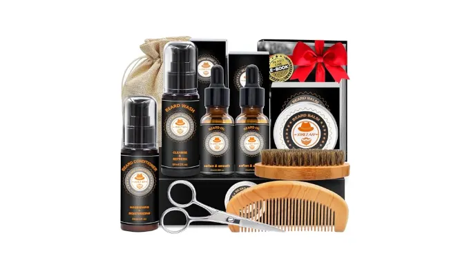 XIKEZAN Beard Kit for Men Grooming & Care w/Beard Conditioner, Wash, Oil, Balm, Brush, Comb, Scissor,Fathers Day Birthday Valentines Gifts for Men Him Dad Husband Boyfriend Christmas Stocking Stuffers