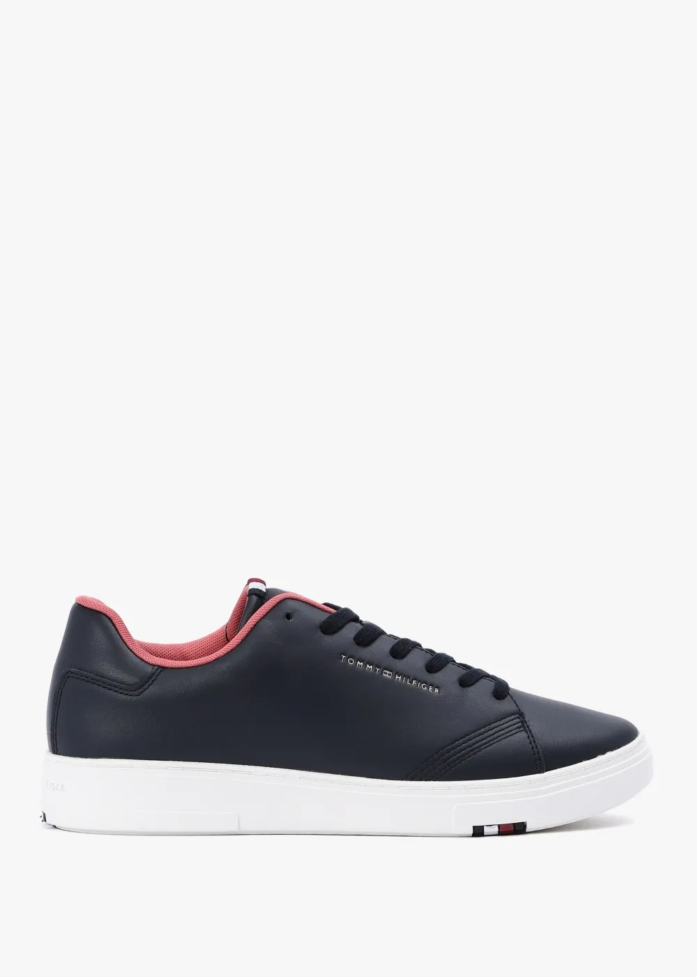 Low-top Lace-up Sneakers In Navy Leather