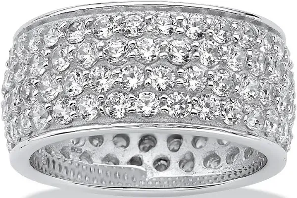 3.30 Tcw Round Cubic Zirconia Platinum-plated Sterling Silver Eternity Band Women's Palmbeach Jewelry