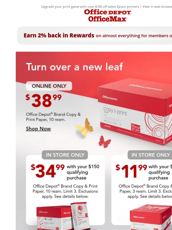 Office Depot - ? Online Paper Deal: $38.99 Office Depot® Brand 10rm case!