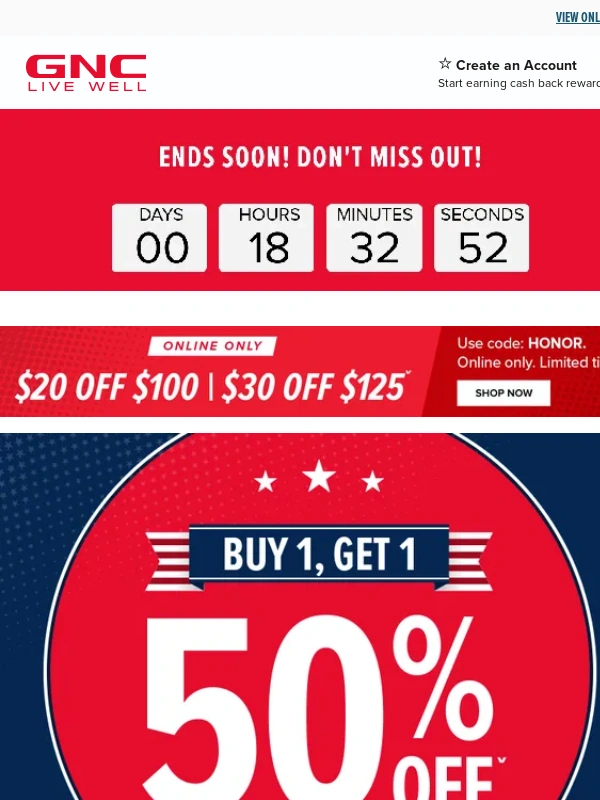 GNC - Drop Everything: BOGO 50% Off Ends TONIGHT⏰