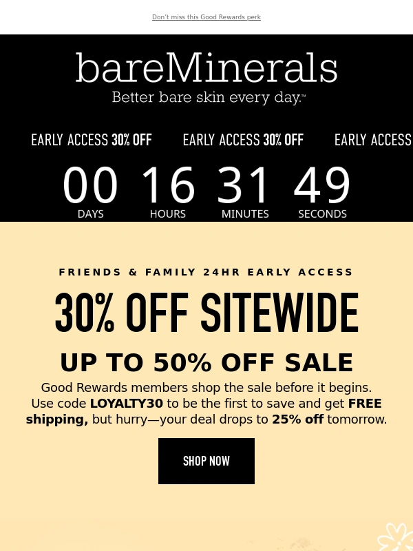 Bare Minerals - Get 30% OFF for 24HRs only!