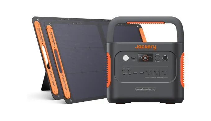 Jackery 1000 Plus Solar Generator, 1264Wh Portable Power Station with 2xSolarSaga 100W Solar Panels, 2000W Output Expandable Home Backup Power for Off-grid Living, Outdoor Camping and Exploration