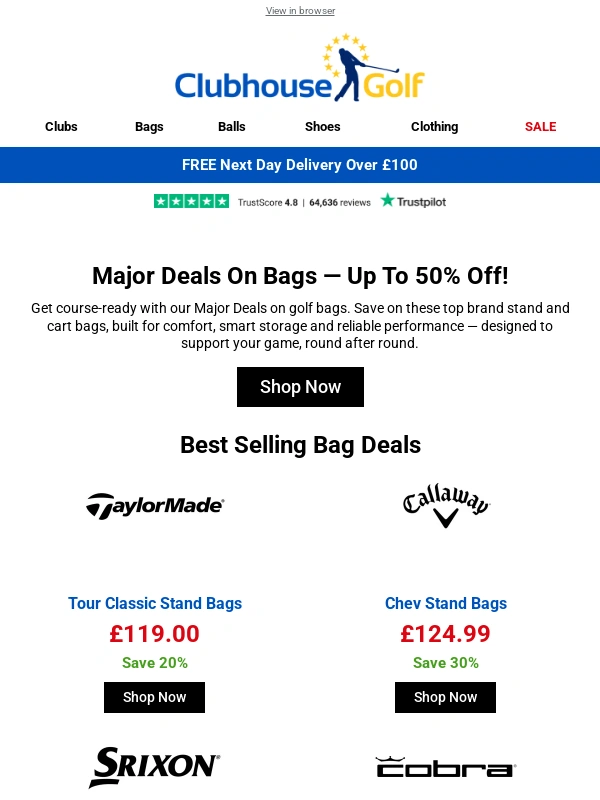 Clubhouse Golf - ? Major Deals | Up to 50% off bags ⛳