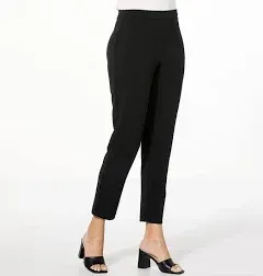 IMAN Global Chic Crepe Knit Slim Leg Ankle Pant