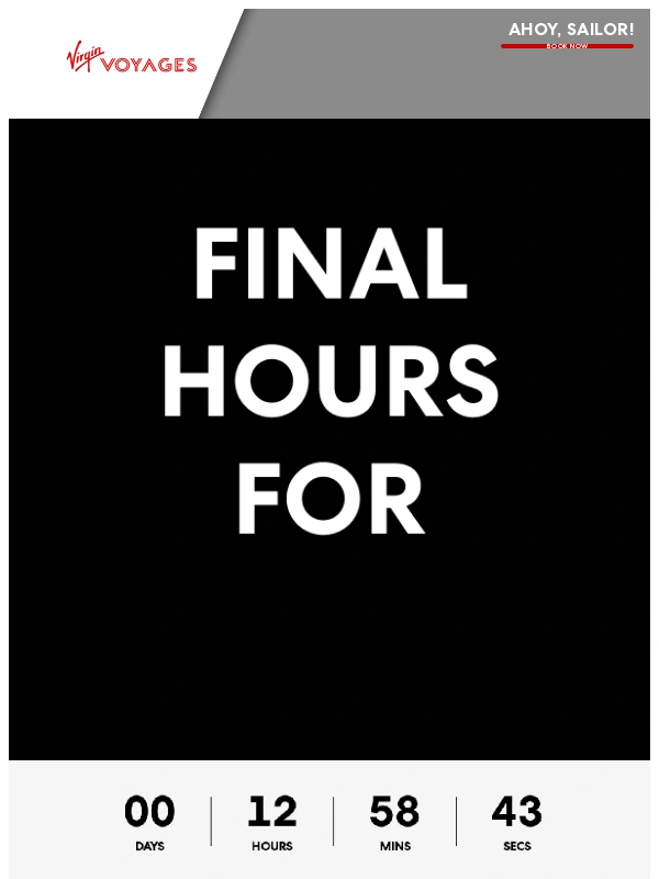 Virgin Voyages - Final hours to save big! ?