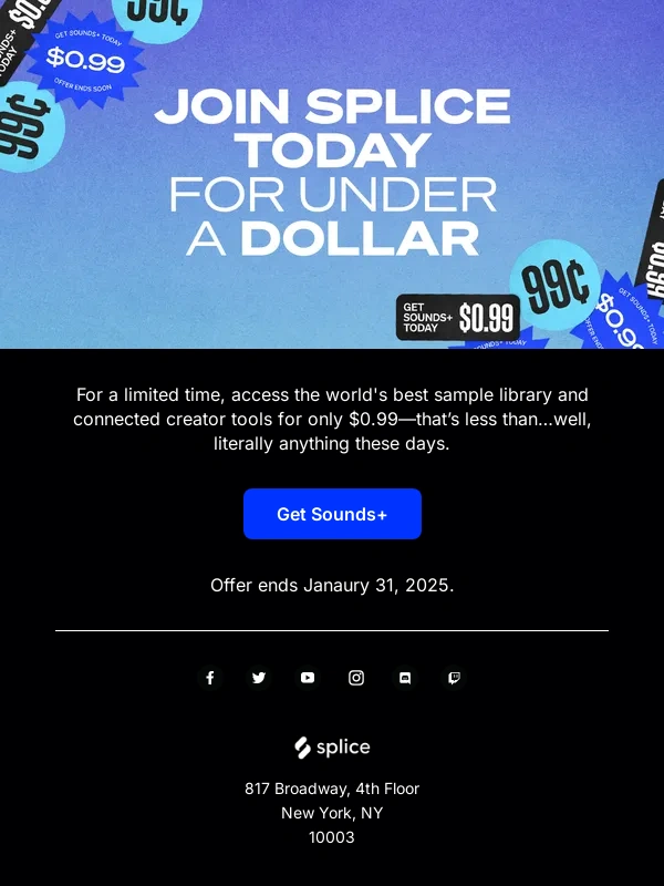 Splice - ?Get Sounds+ for $0.99 ?