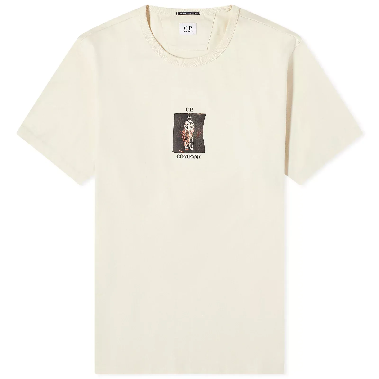 C.P. Company Men's 30/2 Mercerized Jersey Twisted Graphic T-Shirt in Pistachio Shell, Size Small