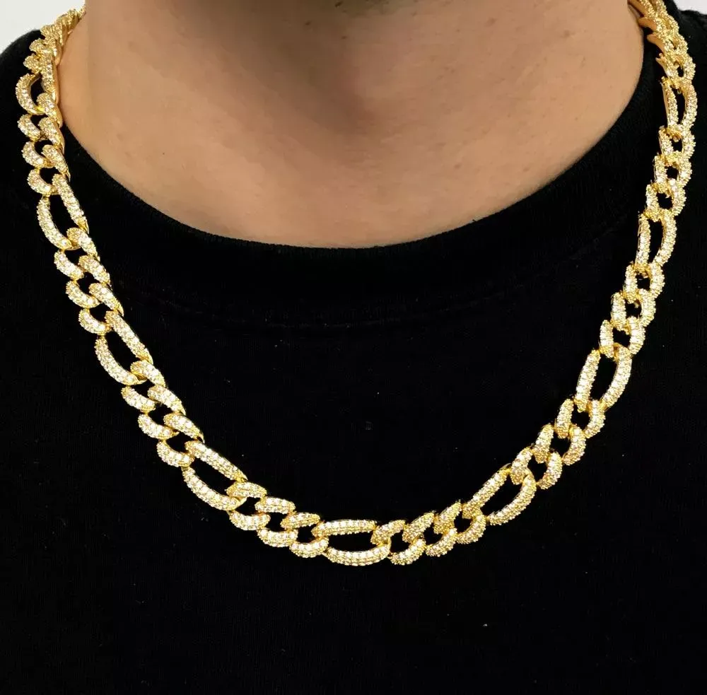 HipHopBling Figaro Bling Bling Chain 10MM White Yellow Gold