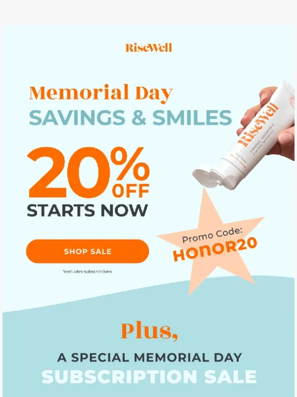 Risewell - ?? 20% OFF Memorial Day Sale is On!