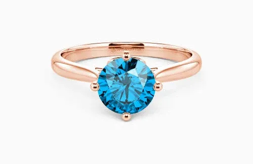 Heart Of My Star" Round Cut Side Stone Engagement Ring