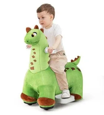 Costway 6V Kids Ride On Dinosaur with Padded Sea Foot Pedal Music