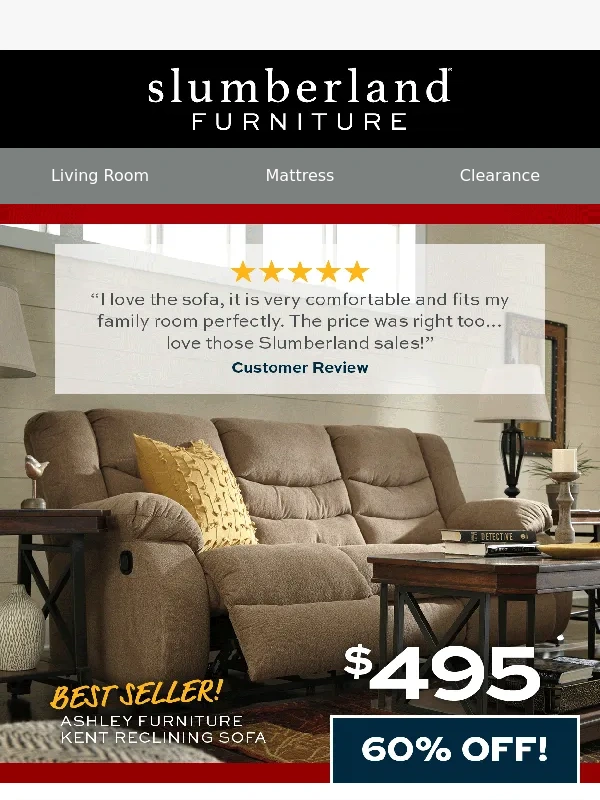 Slumberland - 60% off this best-selling sofa!