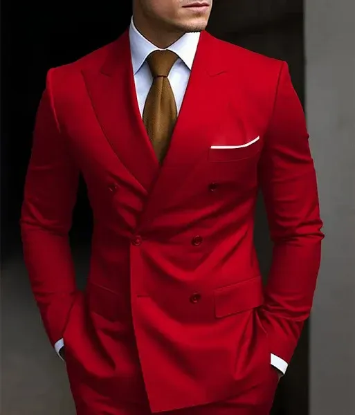 Men's Tailored Fit Double Breasted Wedding Suit