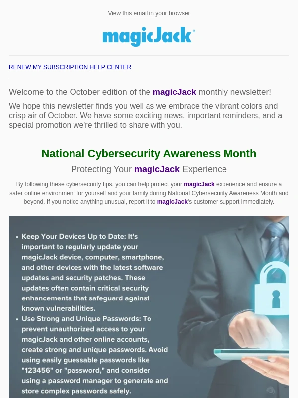 MagicJack -   Protect Your magicJack Experience: National Cybersecurity Awareness Month Tips Inside