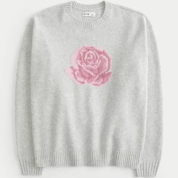 Hollister Women's Comfy Cloud Rose Graphic Sweater
