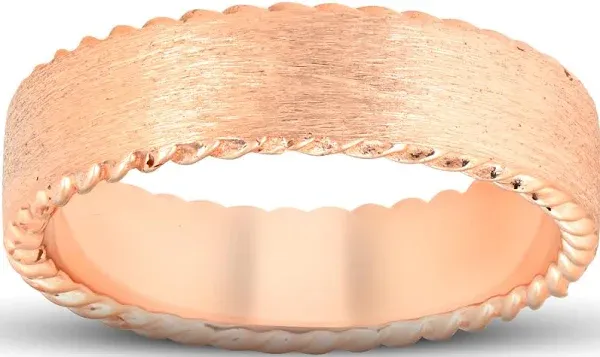 Pompeii3 Men's 10K Rose Gold Braided Brushed Wedding Band