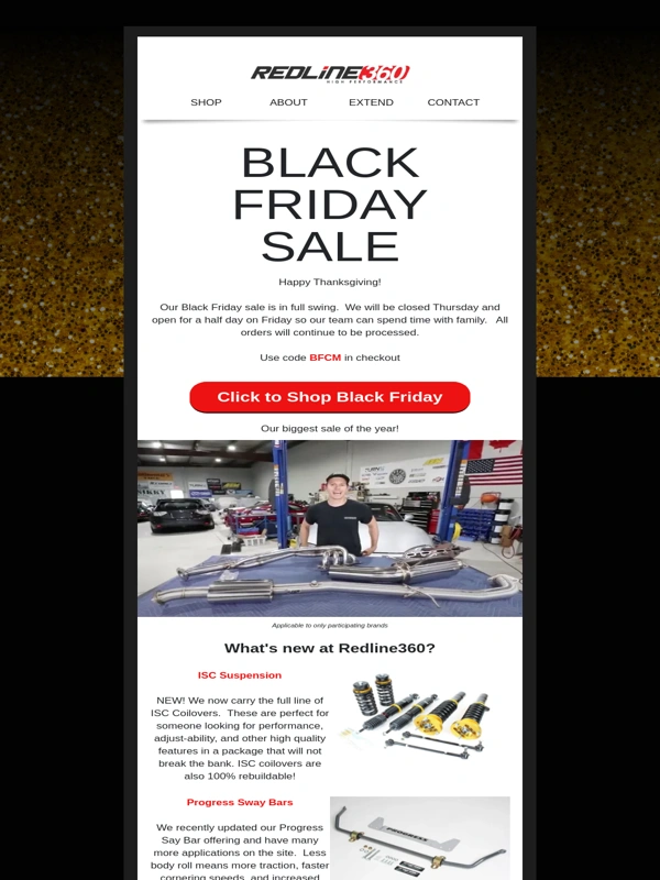 Redline360 - Black Friday,New Products & Holiday Hours