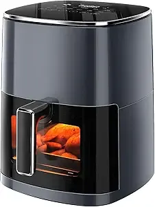 Simple Deluxe - Air Fryer, 6.34 QT, 12 Preset Functions, Nonstick, Dishwasher-Safe Basket, 1700W, Gray