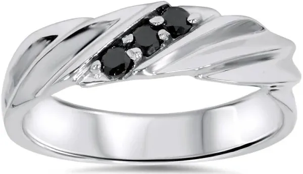Pompeii3 1/10ct Black Diamond Mens Ring 14K White Gold