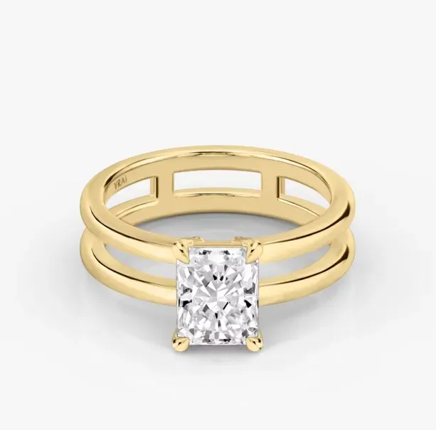 The Double Band Radiant Engagement Ring