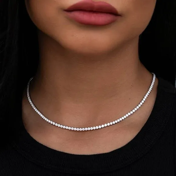 GLD 14K White Micro Tennis Necklace