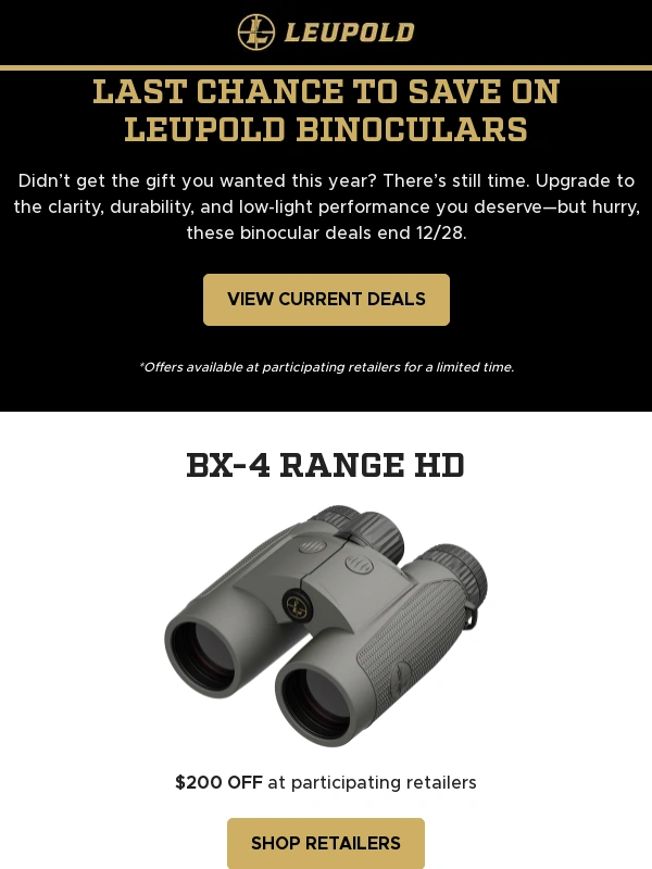 Leupold - Got Gift Cash? Upgrade Your Binos Before 12/28