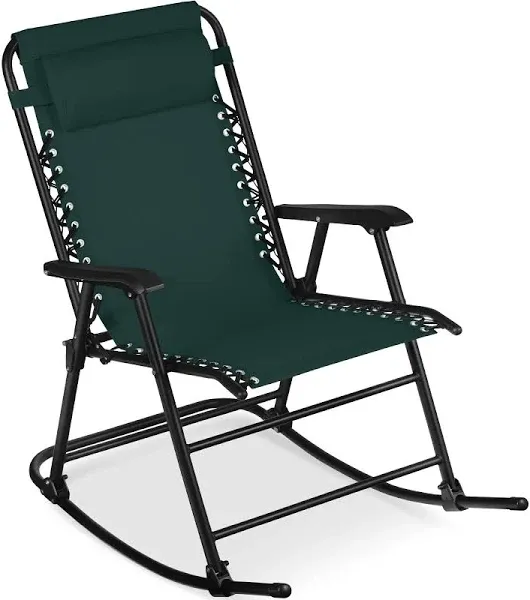 Best Choice Products Folding Outdoor Zero Gravity Rocking Lounge Chair with Headrest Pillow