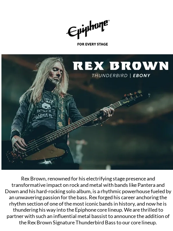 Epiphone - Introducing the Rex Brown Thunderbird