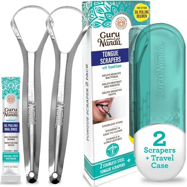 GuruNanda Stainless Steel Tongue Scraper