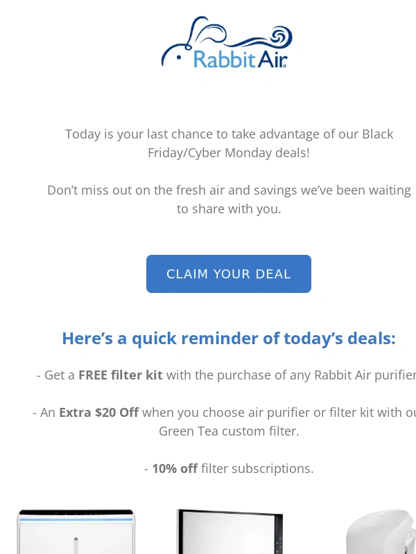 Rabbit Air - Last Chance! Black Friday/Cyber Monday Deals Ending Soon