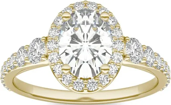 Charles & Colvard Moissanite Oval Signature Halo Engagement Ring